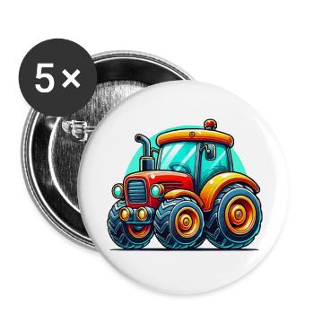 Traktor - Buttons groß 56 mm (5er Pack) - Weiß - Vorne