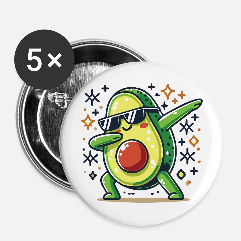 Dabbing avocado - Buttons large 2.2''/56 mm (5-pack) - white