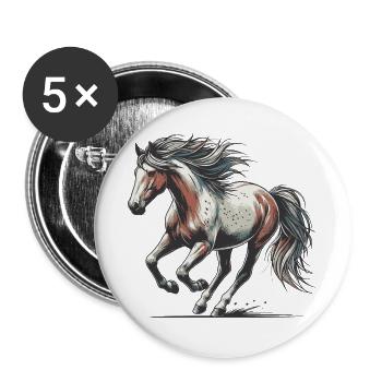 Cheval - Lot de 5 grands badges (56 mm) - blanc - Devant