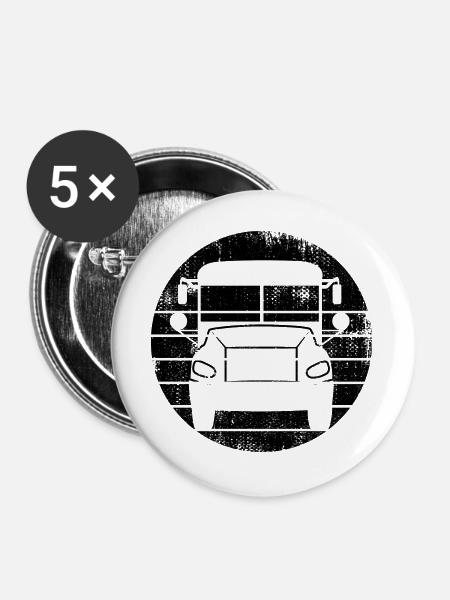 Bus Skizze - Buttons groß 56 mm (5er Pack) - Weiß