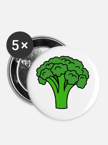 Brokkoli - Buttons groß 56 mm (5er Pack) - Weiß