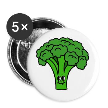 Brokkoli - Buttons groß 56 mm (5er Pack) - Weiß - Vorne