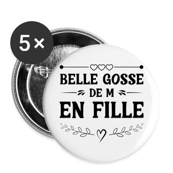 Beautiful kid from mother to daughter - Buttons large 2.2''/56 mm (5-pack) - white - Front