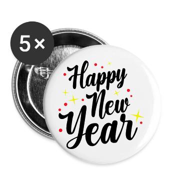 Happy New Year New Year's Eve - Buttons large 2.2''/56 mm (5-pack) - white - Front