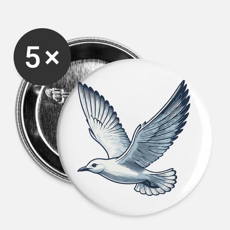 Gull - Buttons large 2.2''/56 mm (5-pack) - white