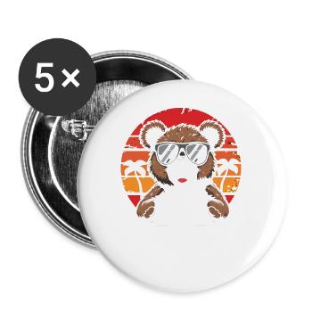 Cute Bear with Sunglasses Sunset Design - Buttons large 2.2''/56 mm (5-pack) - white - Front