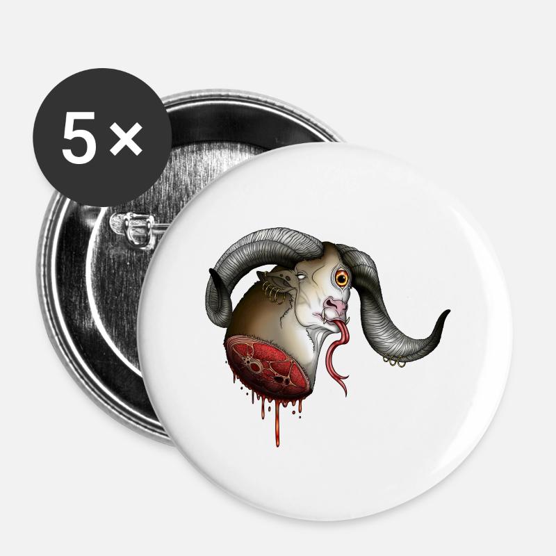 Teufelsziege - Buttons groß 56 mm (5er Pack) - Weiß