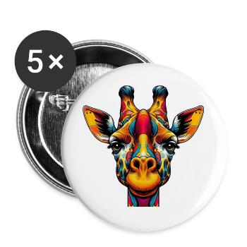 Girafe - Lot de 5 grands badges (56 mm) - blanc - Devant