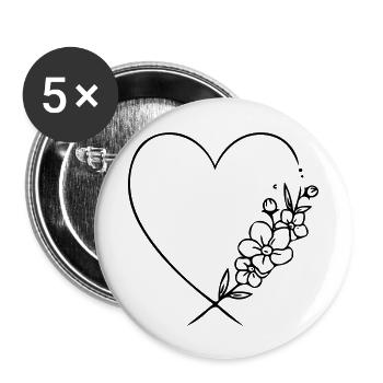 Herz - Buttons groß 56 mm (5er Pack) - Weiß - Vorne