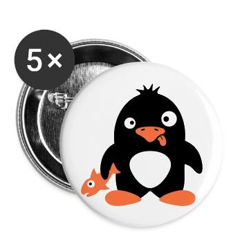Funny Penguin Fish Caught Crazy Stupid Doofy - Buttons large 2.2''/56 mm (5-pack) - white - Front