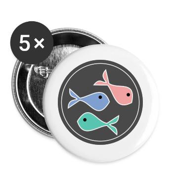 POISSON. SARDINE. POISSON D'AVRIL. MER. OCÉAN - Lot de 5 grands badges (56 mm) - blanc - Devant
