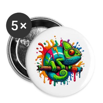 Caméléon - Lot de 5 grands badges (56 mm) - blanc - Devant