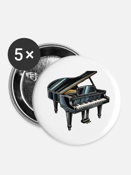 Klavier - Buttons groß 56 mm (5er Pack) - Weiß