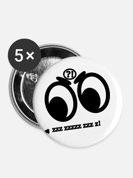 Lästige Fliege - Buttons groß 56 mm (5er Pack) - Weiß