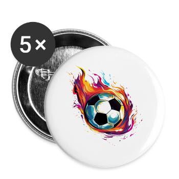 Soccer Flame Soccer Player - Buttons large 2.2''/56 mm (5-pack) - white - Front