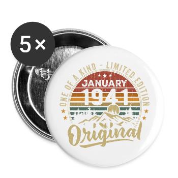 Janvier 1941 | Anniversaire Nées En Janvier 1941 - Lot de 5 grands badges (56 mm) - blanc - Devant