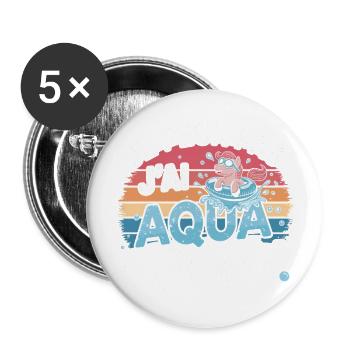je peux pas j ai Aqua poney - Lot de 5 grands badges (56 mm) - blanc - Devant