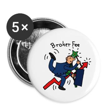 Broker Fee - Buttons groß 56 mm (5er Pack) - Weiß - Vorne