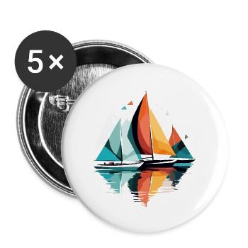 Sailing Sea Calm Tranquil Ocean Outdoors - Buttons large 2.2''/56 mm (5-pack) - white - Front