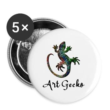 Colorful Gecko - Art Gecko - Buttons large 2.2''/56 mm (5-pack) - white - Front