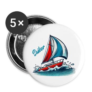 sailboat - Buttons large 2.2''/56 mm (5-pack) - white - Front