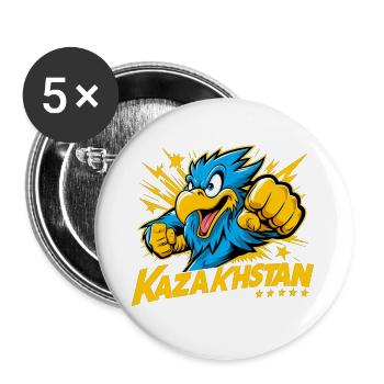 Kazakhstan aigle drapeau drapeau puissance Cool cadeau - Lot de 5 grands badges (56 mm) - blanc - Devant