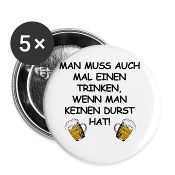 Bier, Durst, Party, feiern, Weihnachten, grillen - Buttons groß 56 mm (5er Pack) - Weiß - Vorne
