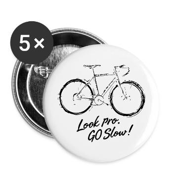 Look Pro Go Slow - Design for the Cyclist - Buttons large 2.2''/56 mm (5-pack) - white - Front