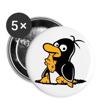 Penguin Eats Fish Caught Hole Bottom Hunger Cool - Buttons large 2.2''/56 mm (5-pack) - white - Front