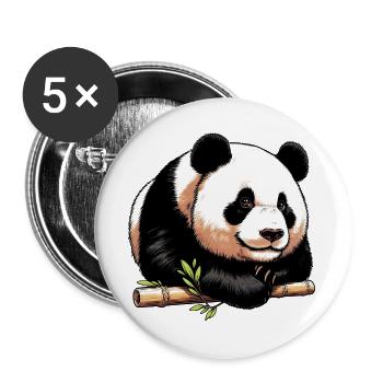 Panda - Buttons groß 56 mm (5er Pack) - Weiß - Vorne