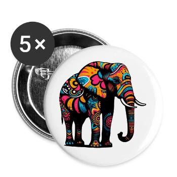 Elephant - Buttons large 2.2''/56 mm (5-pack) - white - Front