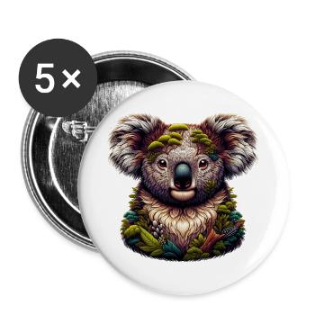 Koala - Buttons groß 56 mm (5er Pack) - Weiß - Vorne