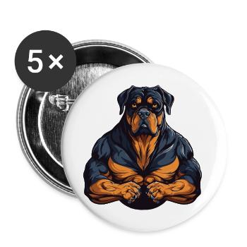 Dog Muscles Fitness - Buttons large 2.2''/56 mm (5-pack) - white - Front
