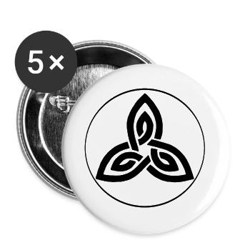 Schwarze keltische Blume - Buttons groß 56 mm (5er Pack) - Weiß - Vorne
