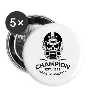 Champion Skull Football Design - Buttons large 2.2''/56 mm (5-pack) - white - Front