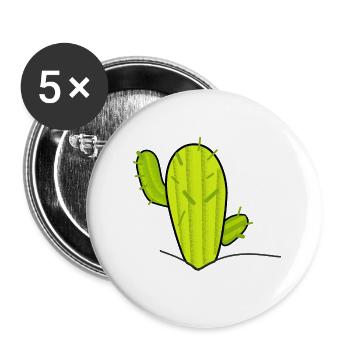 Kaktus - Buttons groß 56 mm (5er Pack) - Weiß - Vorne