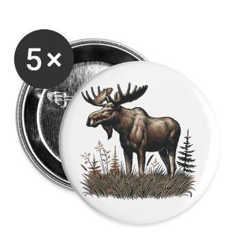 Elch - Buttons groß 56 mm (5er Pack) - Weiß - Vorne