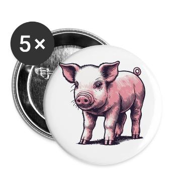 Ferkel - Buttons groß 56 mm (5er Pack) - Weiß - Vorne