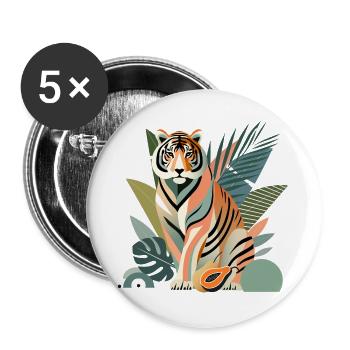 Majestic tiger in tropical jungle - Buttons large 2.2''/56 mm (5-pack) - white - Front