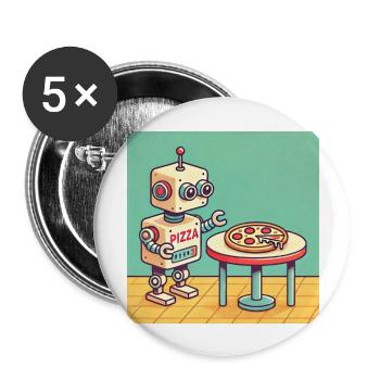Pizza Bot - Buttons large 2.2''/56 mm (5-pack) - white - Front