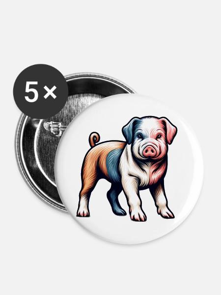 Schweinehund - Buttons groß 56 mm (5er Pack) - Weiß