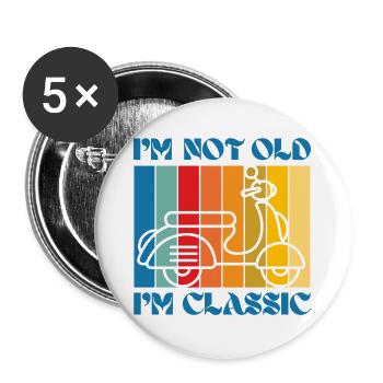I'm Not Old, I'm Classic – Vintage Scooter - Buttons large 2.2''/56 mm (5-pack) - white - Front
