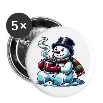 schneemann comic - Buttons groß 56 mm (5er Pack) - Weiß - Vorne