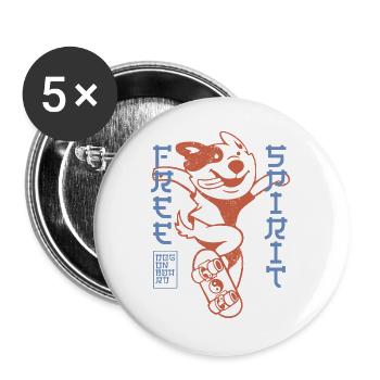 Skater Dog – Japanese Street Style - Buttons large 2.2''/56 mm (5-pack) - white - Front