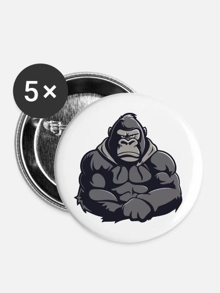Gorilla Comic - Buttons groß 56 mm (5er Pack) - Weiß