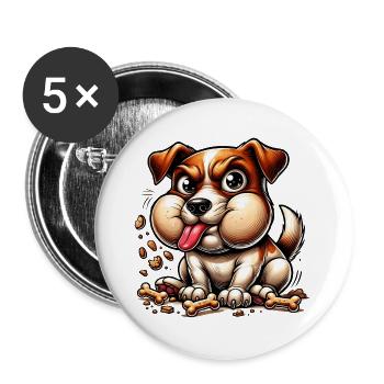 Conception de friandises Jack Russell Terrier - Lot de 5 grands badges (56 mm) - blanc - Devant