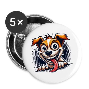 Jack Russel Terrier - Lot de 5 grands badges (56 mm) - blanc - Devant