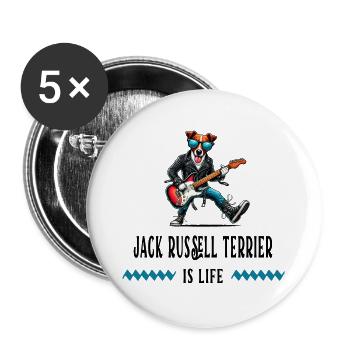 Jack Russell Terrier, c'est la vie - Lot de 5 grands badges (56 mm) - blanc - Devant