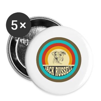 Jack Russell Terrier Design - Buttons groß 56 mm (5er Pack) - Weiß - Vorne