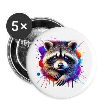 Raccoon - Buttons large 2.2''/56 mm (5-pack) - white - Front